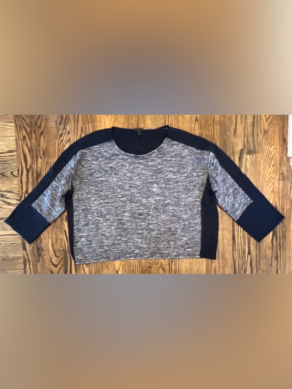 J. Crew Gray and Navy Crewneck Sweater